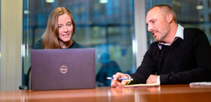 Robbins Schwartz attorneys discussing strategy