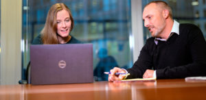 Robbins Schwartz attorneys discussing strategy