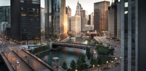Downtown Chicago at dawn